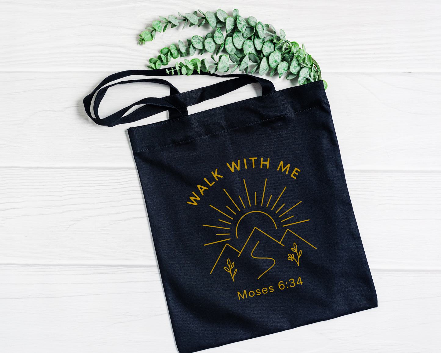 Walk With Me | Moses 6:34 | Minimalist Tote Bags La Bella Rose Boutique