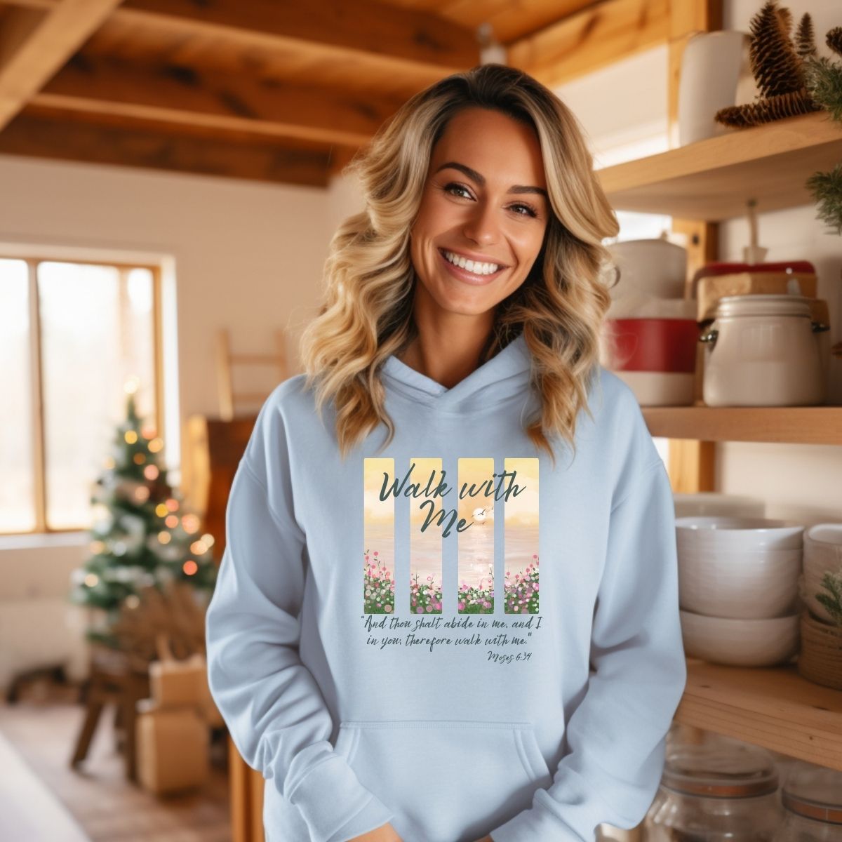 Walk With Me | Moses 6:34 | Foot Steps Hoodie Flower Garden La Bella Rose Boutique