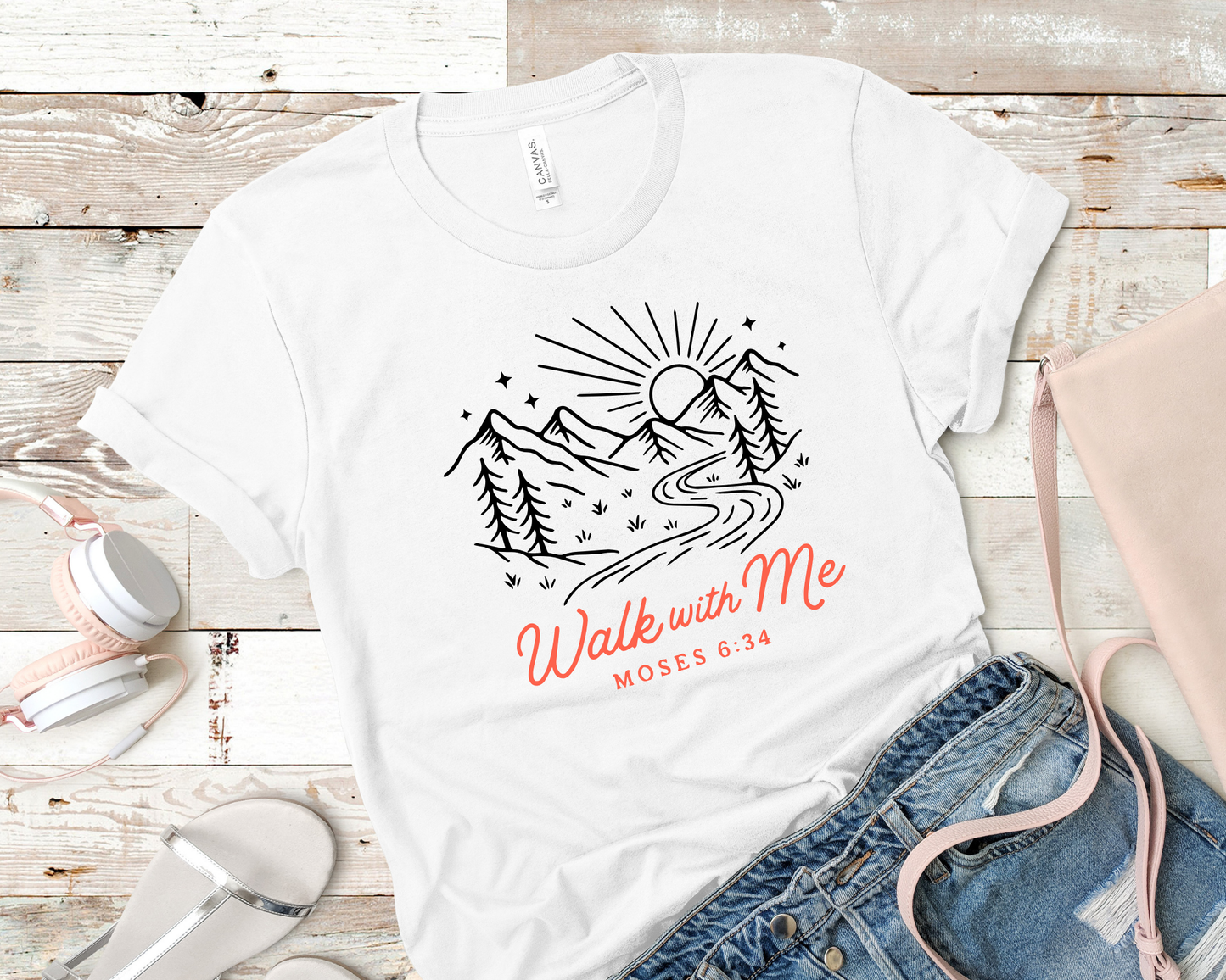 2026 Girls Camp | Walk With Me | Moses 6:34 | Minimalist Tees La Bella Rose Boutique