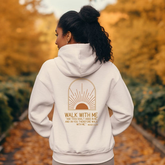 Walk With Me | Moses 6:34 | Foot Steps Hoodie Sunset Boho La Bella Rose Boutique