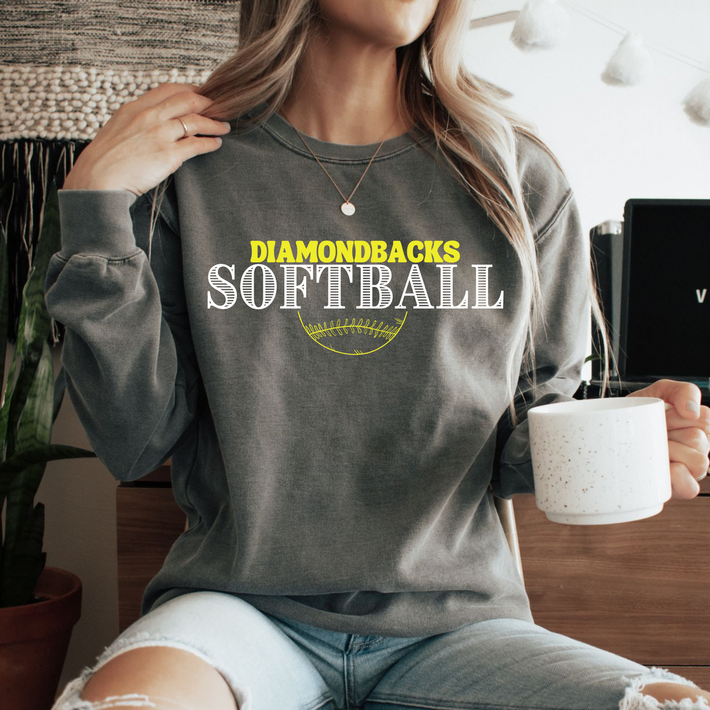 Custom Softball Comfort Color Sweatshirt