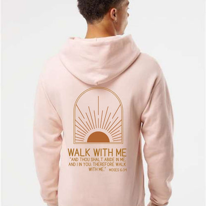 Walk With Me | Moses 6:34 | Foot Steps Hoodie Sunset Boho La Bella Rose Boutique