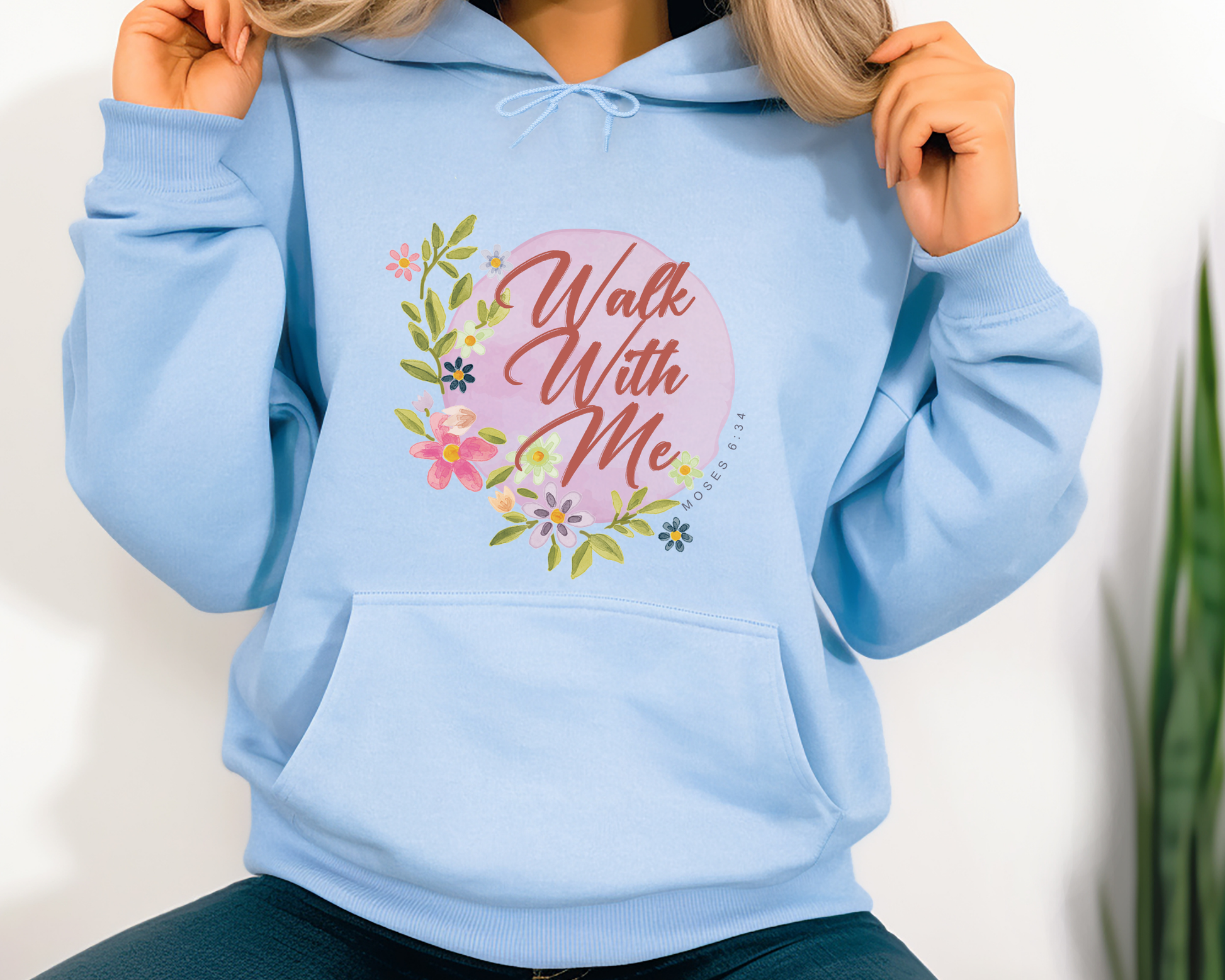 Walk With Me | Moses 6:34 | Wildflower Hoodie La Bella Rose Boutique