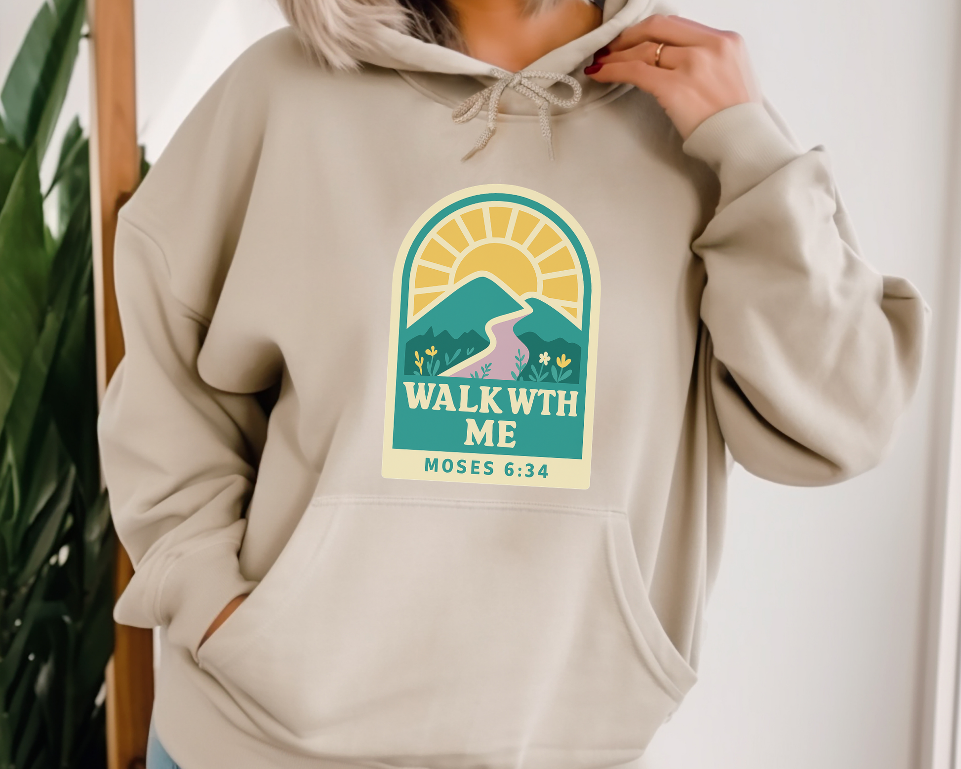 Walk With Me | Moses 6:34 | Mountain Sun Hoodie La Bella Rose Boutique