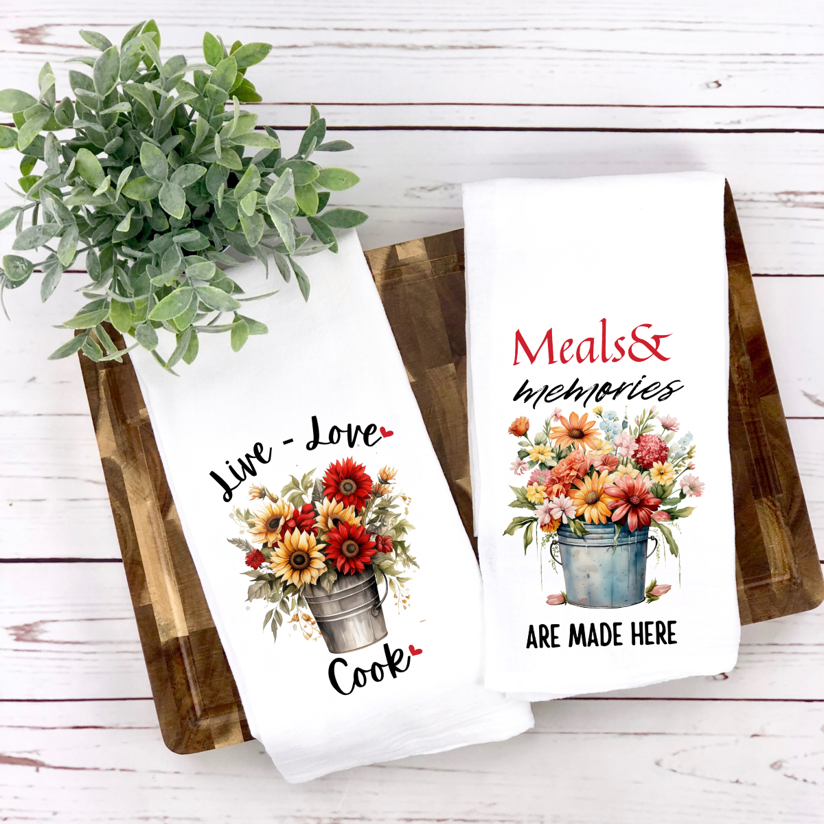 Personalized Floral Tea Towel