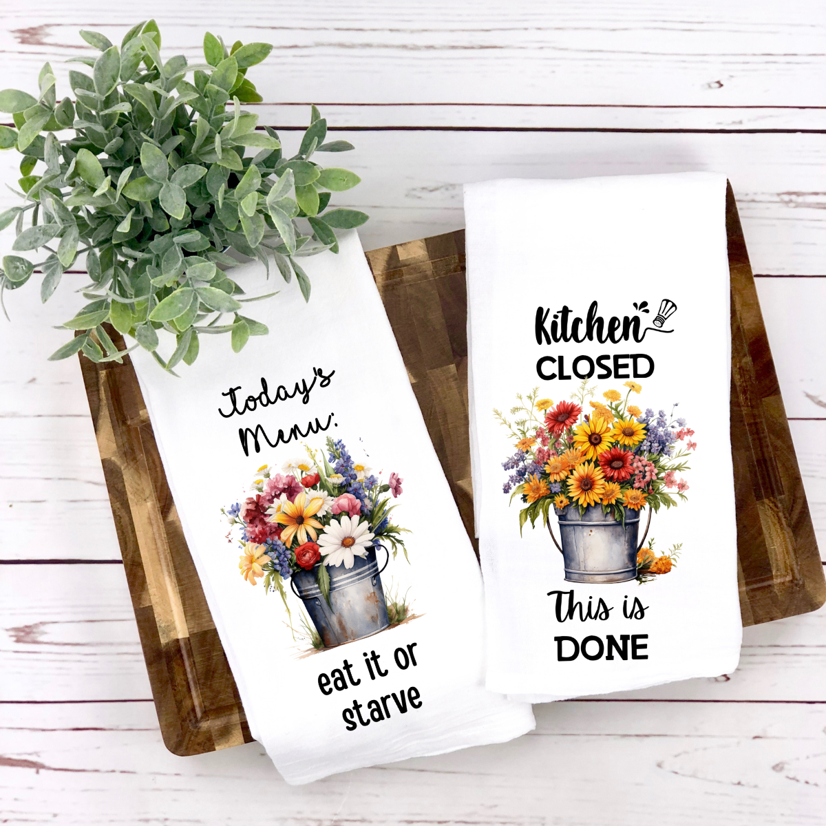 Personalized Floral Tea Towel