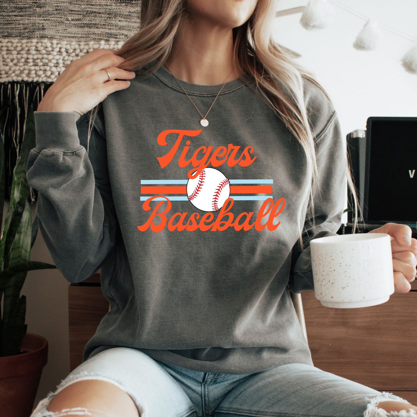 Retro Baseball Comfort Color Sweatshirt