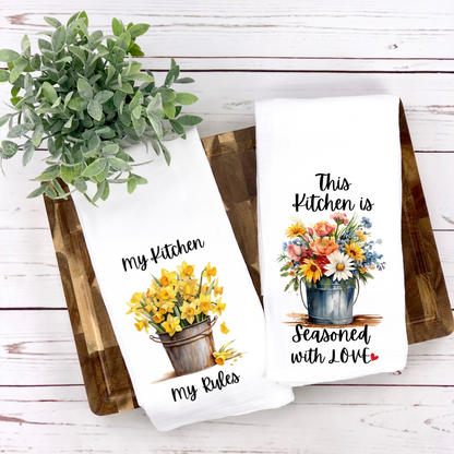 Personalized Floral Tea Towel