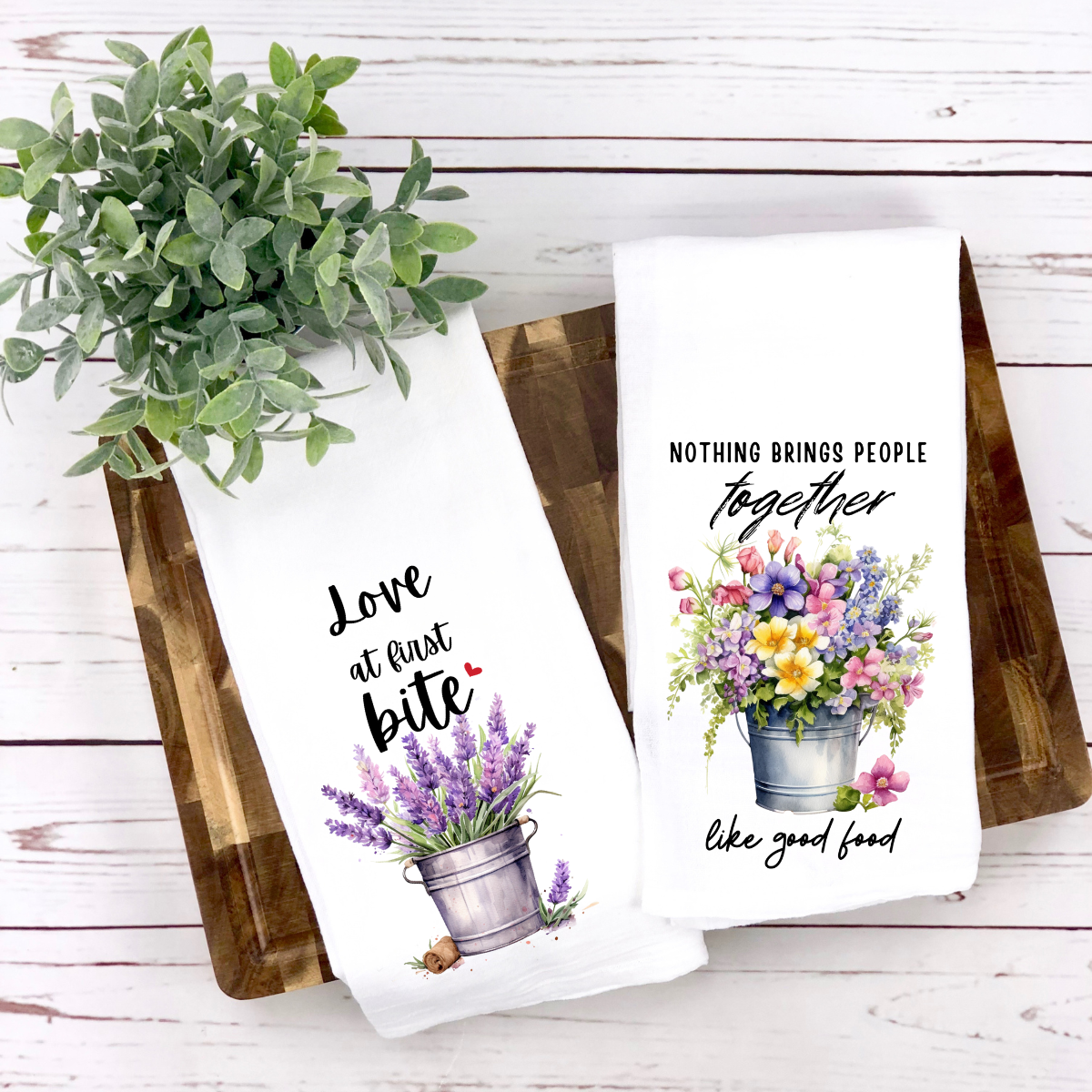 Personalized Floral Tea Towel