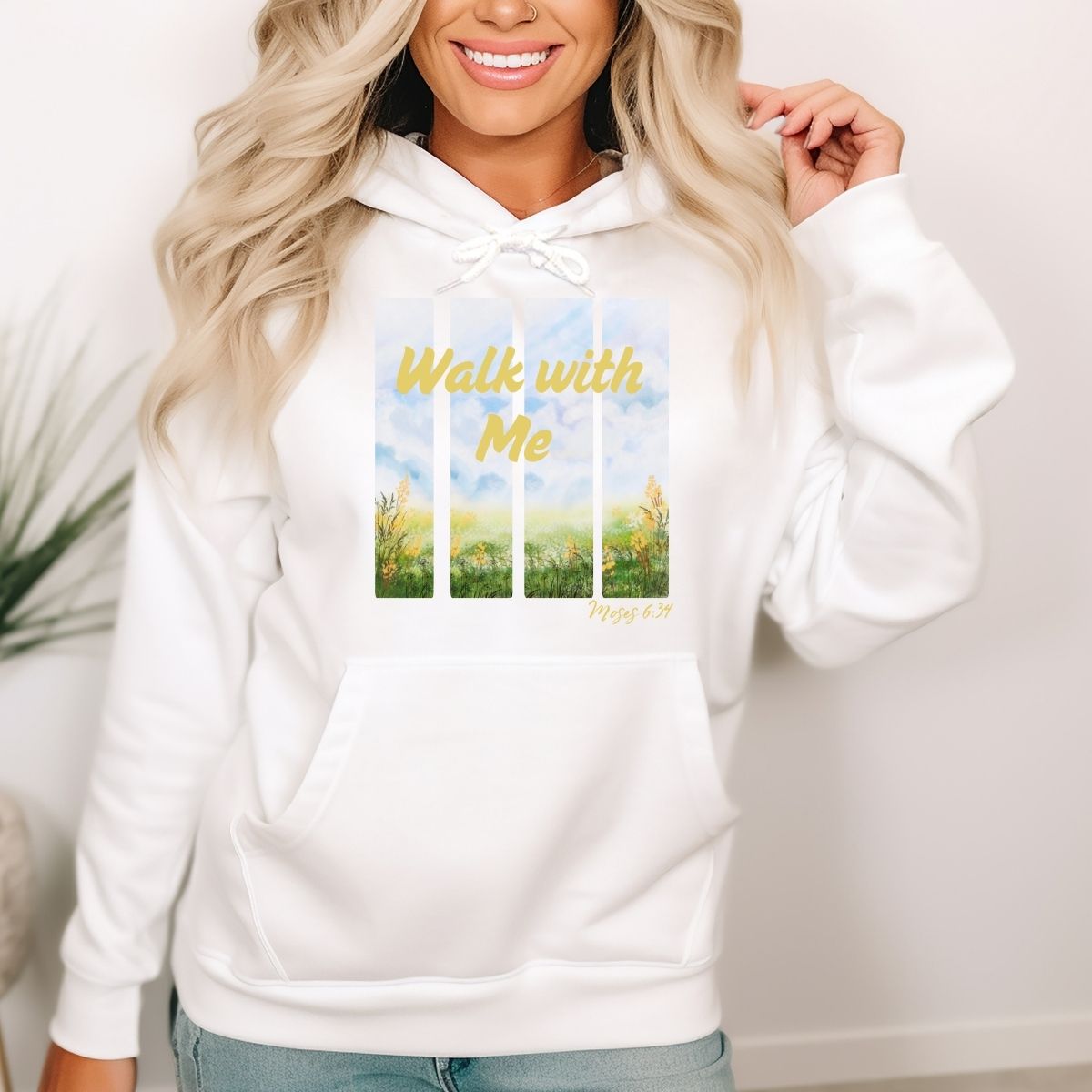 Walk With Me | Moses 6:34 | Foot Steps Hoodie Flower Garden La Bella Rose Boutique