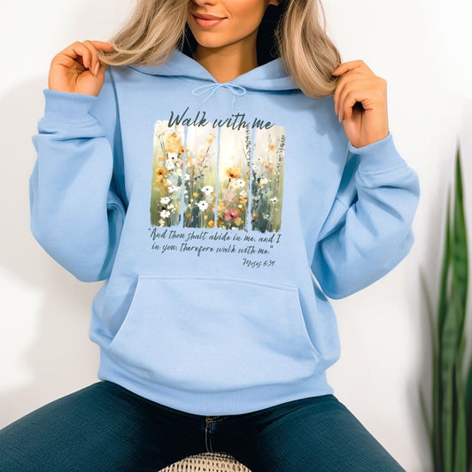 Walk With Me | Moses 6:34 | Foot Steps Hoodie Flower Garden La Bella Rose Boutique