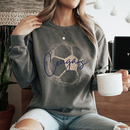 Personalized Faded Soccer Comfort Color Sweatshirt