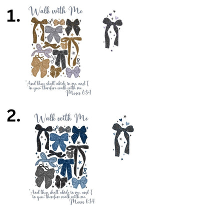 Walk With Me | Moses 6:34 | Foot Steps Hoodie Sunset Bows La Bella Rose Boutique