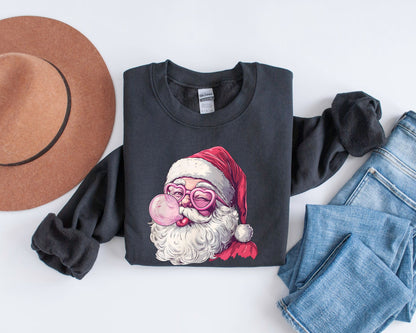 Santa Christmas Bubble Gum Crew Sweatshirt La Bella Rose Boutique