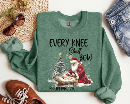 Every Knee Shall Bow Santa Christmas Sweatshirt La Bella Rose Boutique