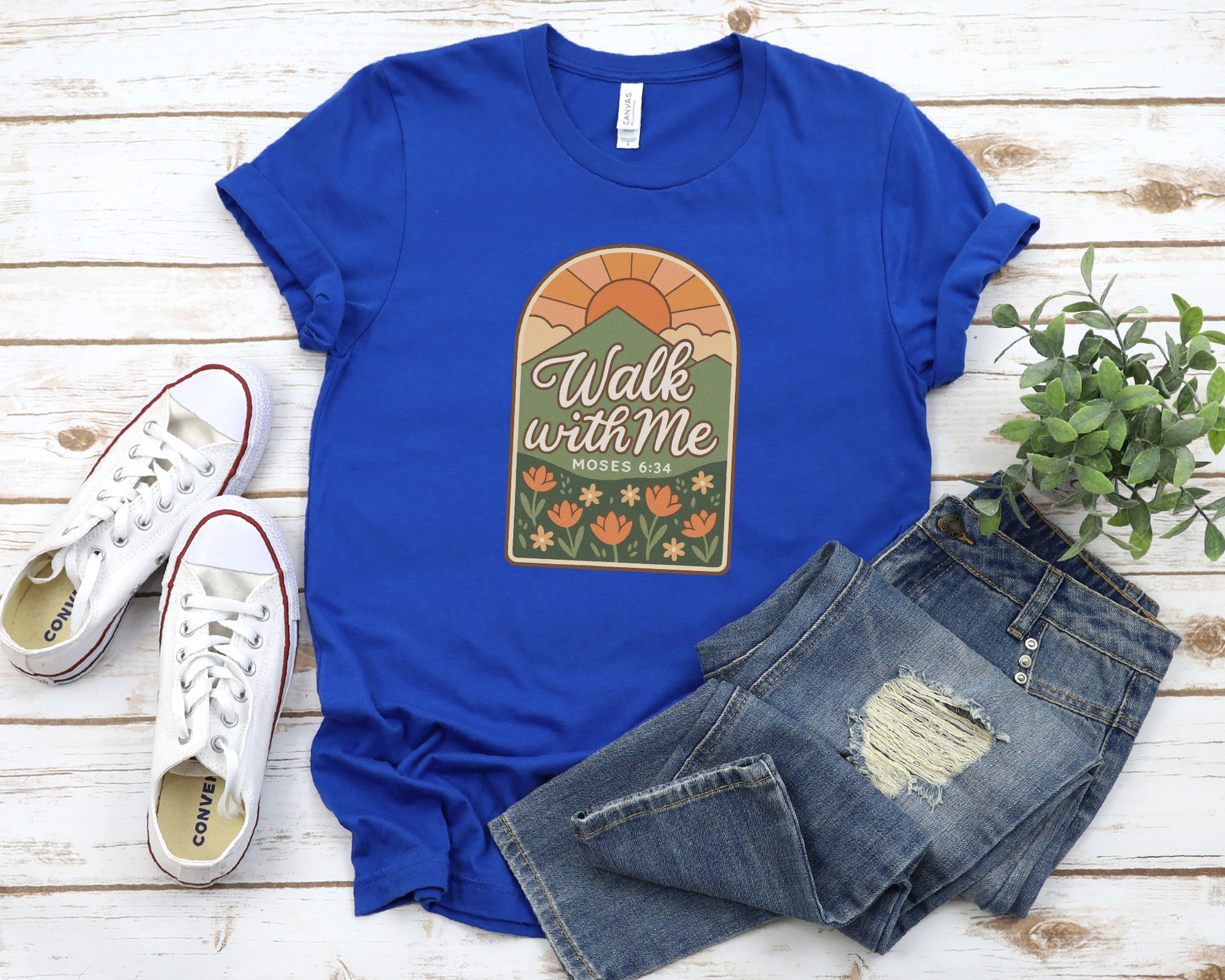 Walk With Me | Moses 6:34 | Mountain Sun Tees La Bella Rose Boutique