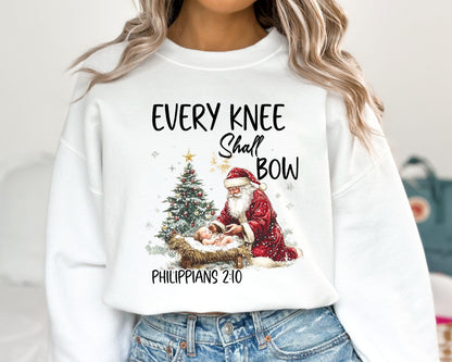 Every Knee Shall Bow Santa Christmas Sweatshirt La Bella Rose Boutique