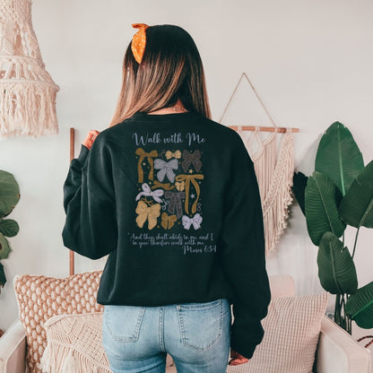 Walk With Me | Moses 6:34 | Sunset Sweatshirt Bows La Bella Rose Boutique