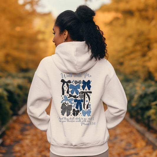 Walk With Me | Moses 6:34 | Foot Steps Hoodie Sunset Bows La Bella Rose Boutique