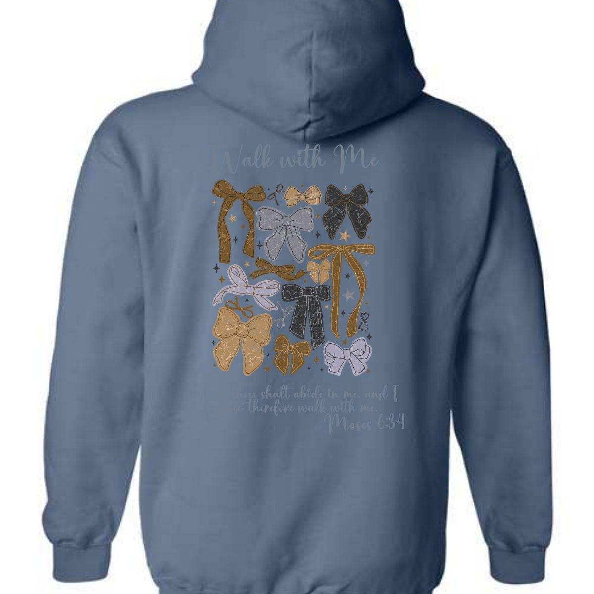 Walk With Me | Moses 6:34 | Foot Steps Hoodie Sunset Bows La Bella Rose Boutique