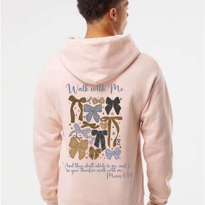 Walk With Me | Moses 6:34 | Foot Steps Hoodie Sunset Bows La Bella Rose Boutique