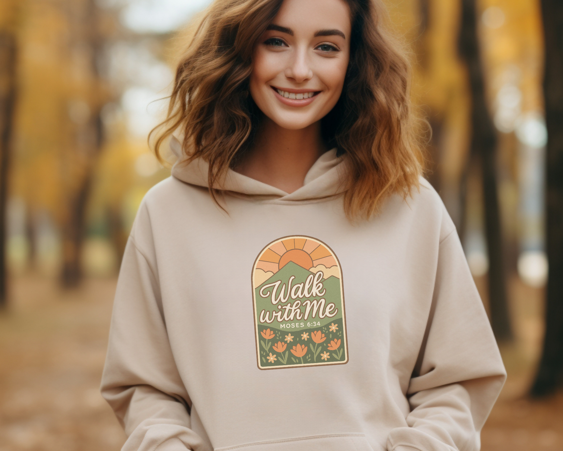 Walk With Me | Moses 6:34 | Mountain Sun Hoodie La Bella Rose Boutique