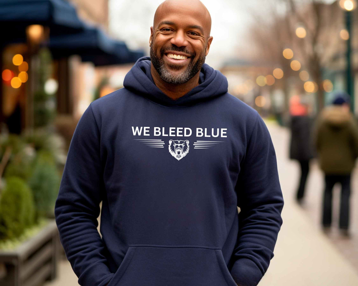 We Bleed Blue Grizzly Football Team Hoodie