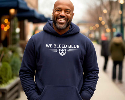 We Bleed Blue Grizzly Football Team Hoodie