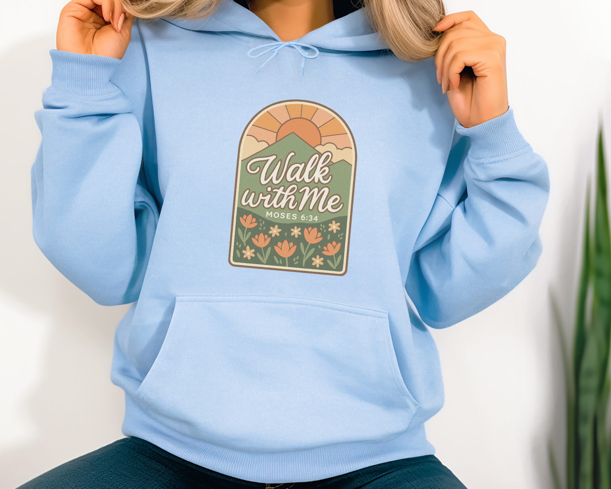 Walk With Me | Moses 6:34 | Mountain Sun Hoodie La Bella Rose Boutique