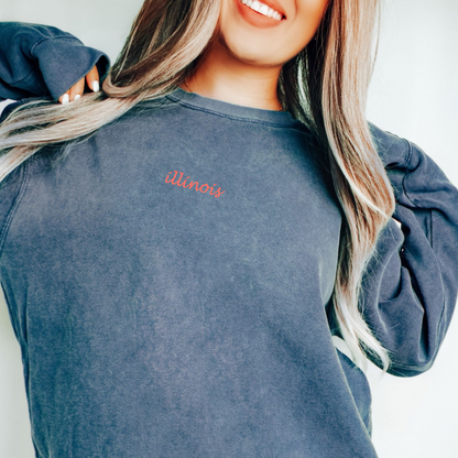 Personalized Embroidered Little State Comfort Color Sweatshirt