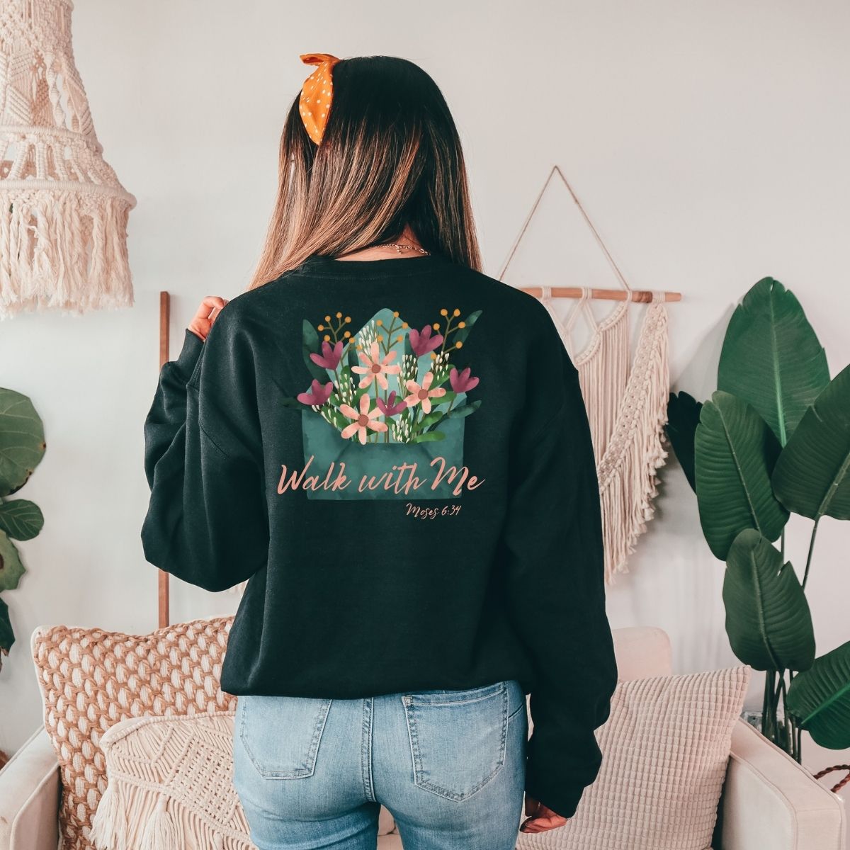 Walk With Me | Moses 6:34 | Sunset Sweatshirt Envelope La Bella Rose Boutique