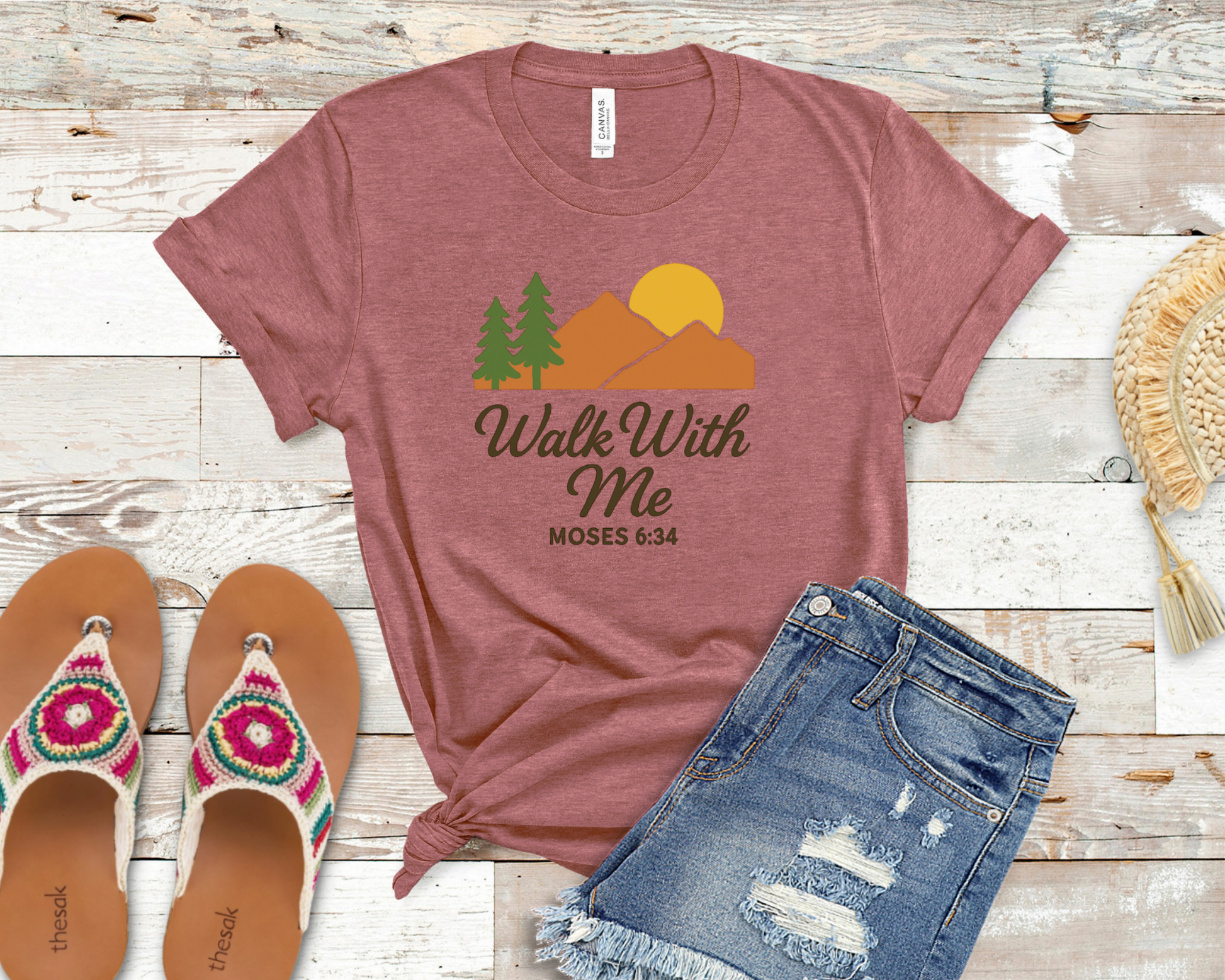 Walk With Me | Moses 6:34 | Sunset Tees La Bella Rose Boutique