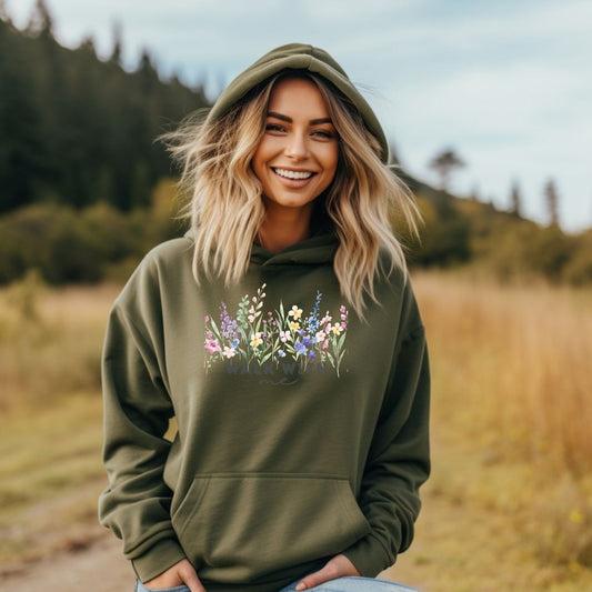Walk With Me | Moses 6:34 | Foot Steps Hoodie Wildflowers (Copy) La Bella Rose Boutique