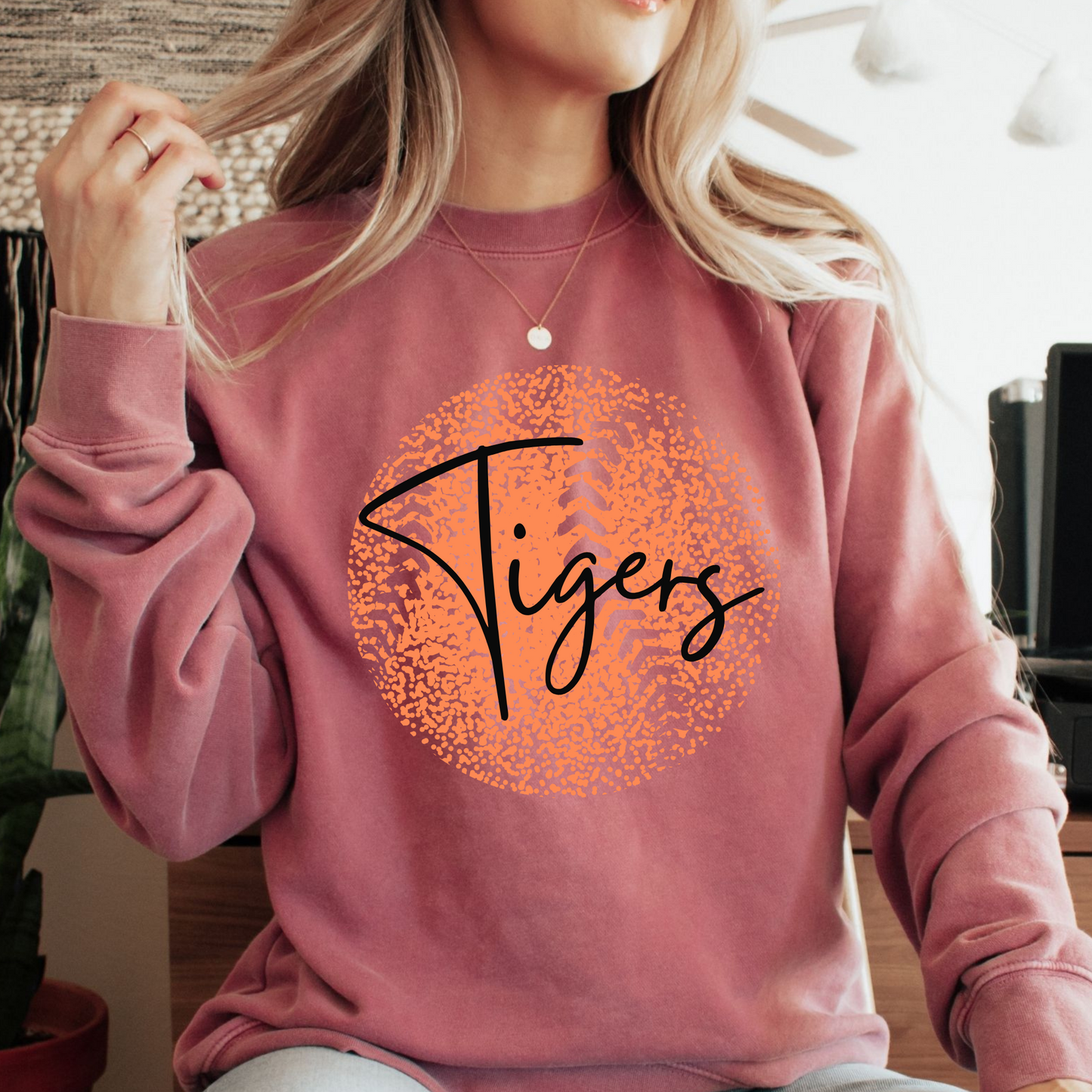 Personalized Faded Softball Comfort Color Sweatshirt