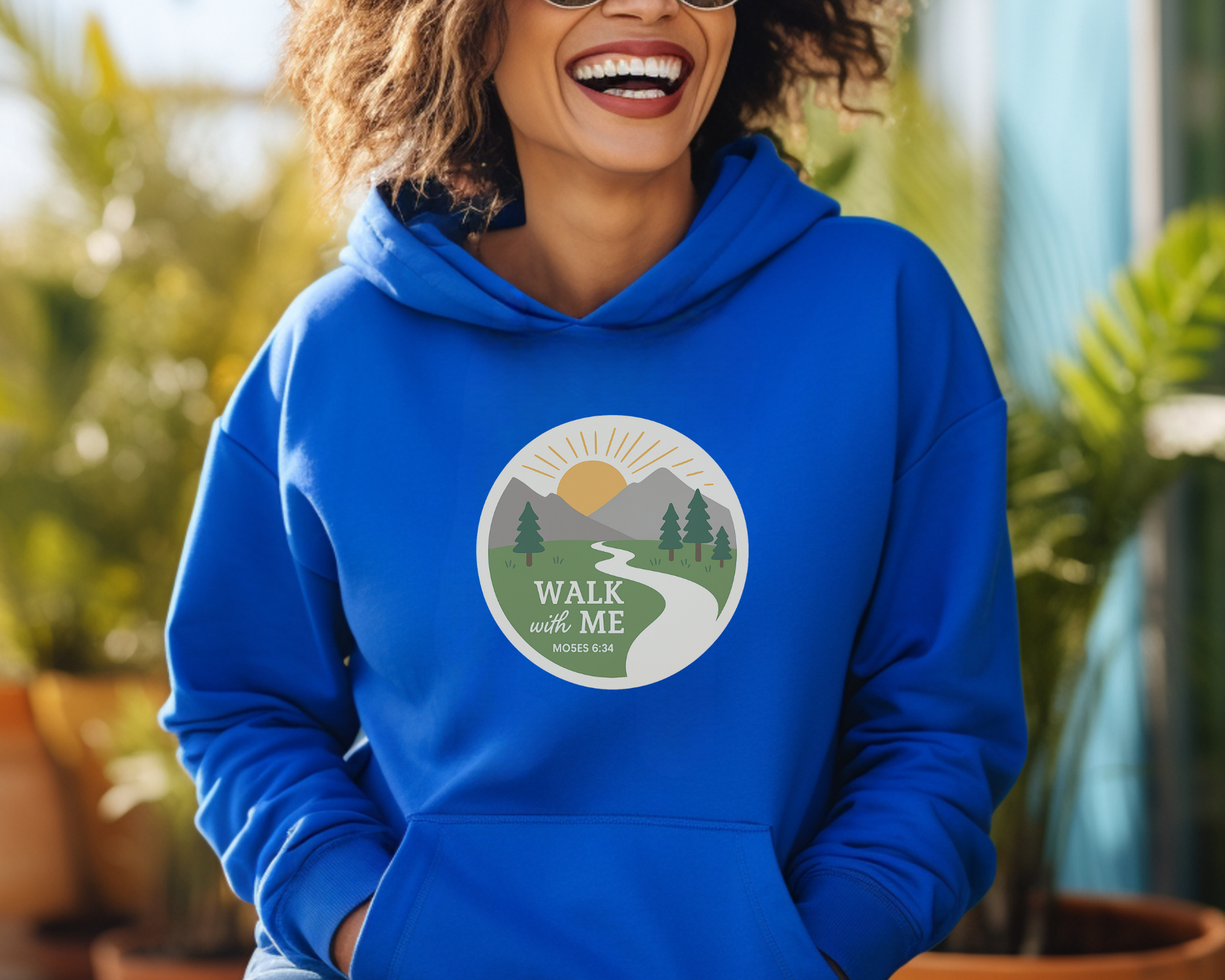 Walk With Me | Moses 6:34 | Round Mountain Sun Hoodie La Bella Rose Boutique