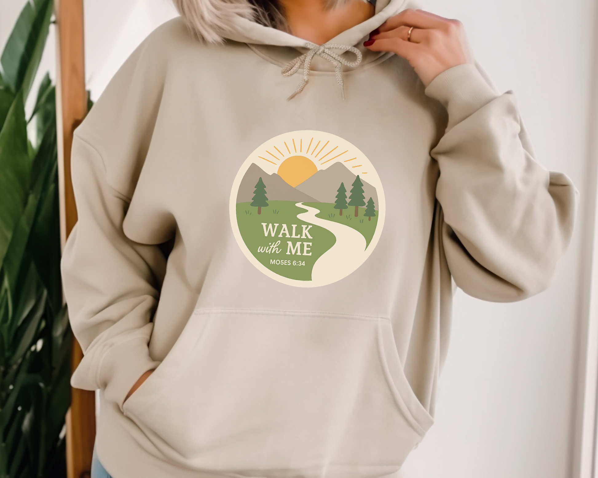 Walk With Me | Moses 6:34 | Round Mountain Sun Hoodie La Bella Rose Boutique