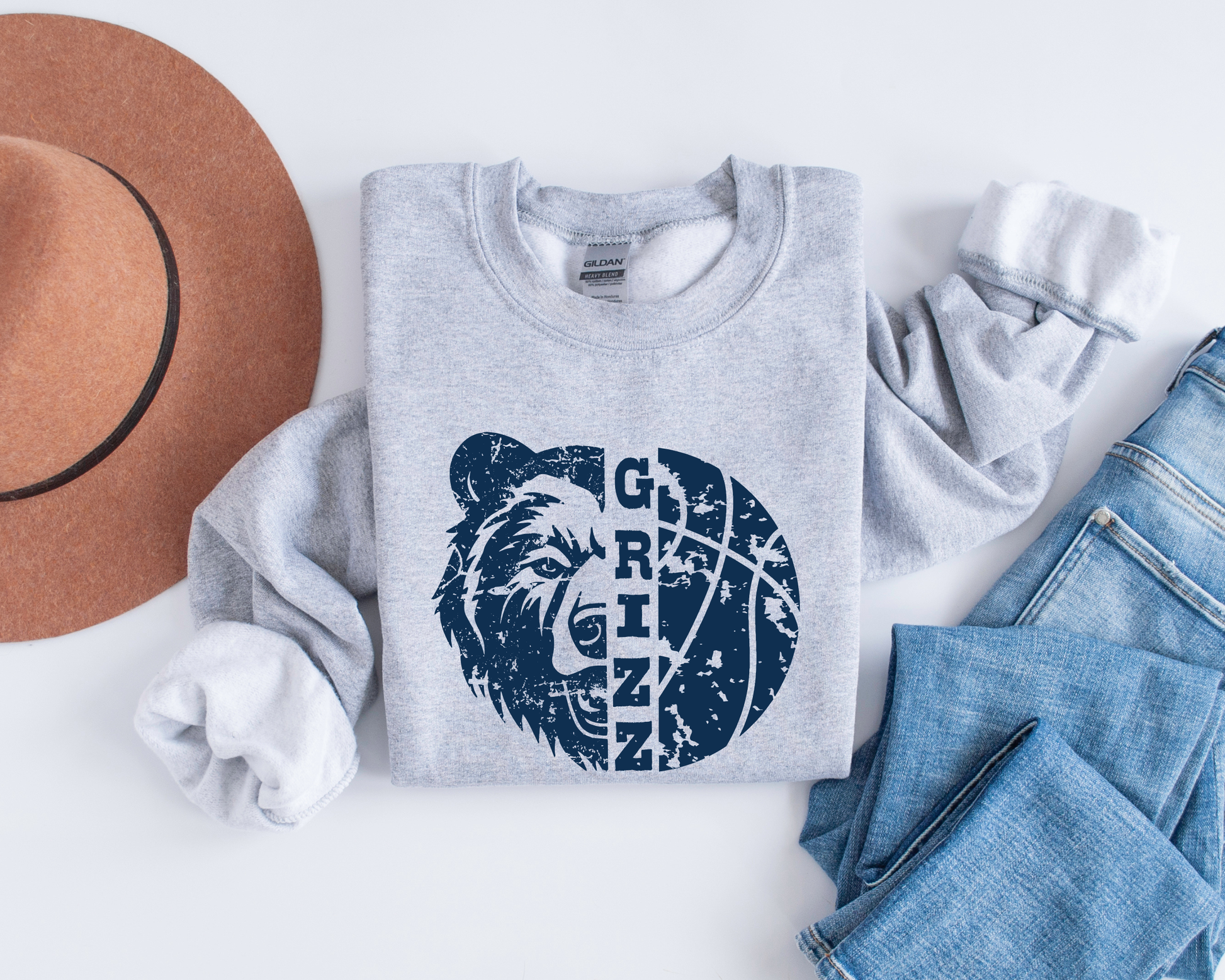 Grizzly Basketball Crewneck Sweatshirt La Bella Rose Boutique