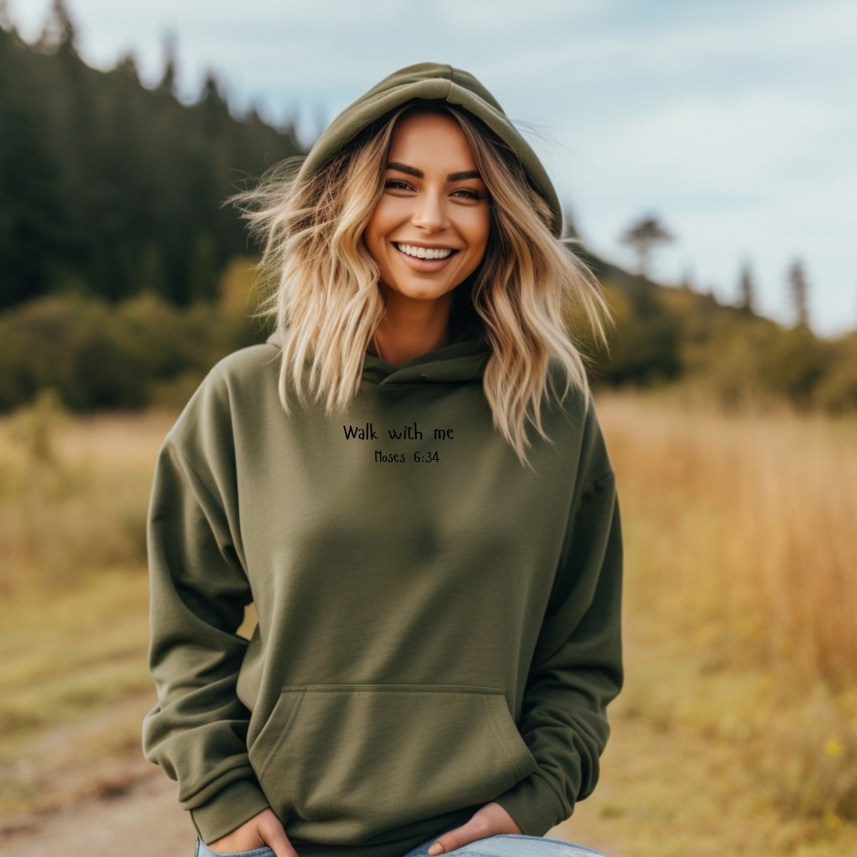 Walk With Me | Moses 6:34 | Foot Steps Hoodie Words La Bella Rose Boutique