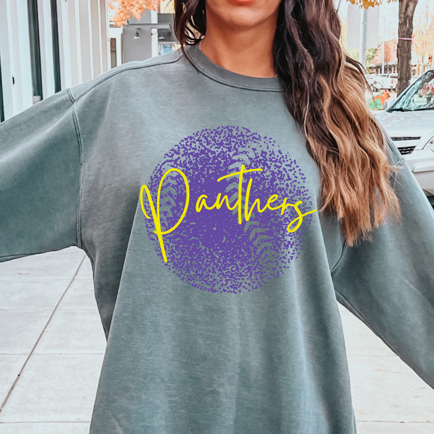 Personalized Faded Softball Comfort Color Sweatshirt