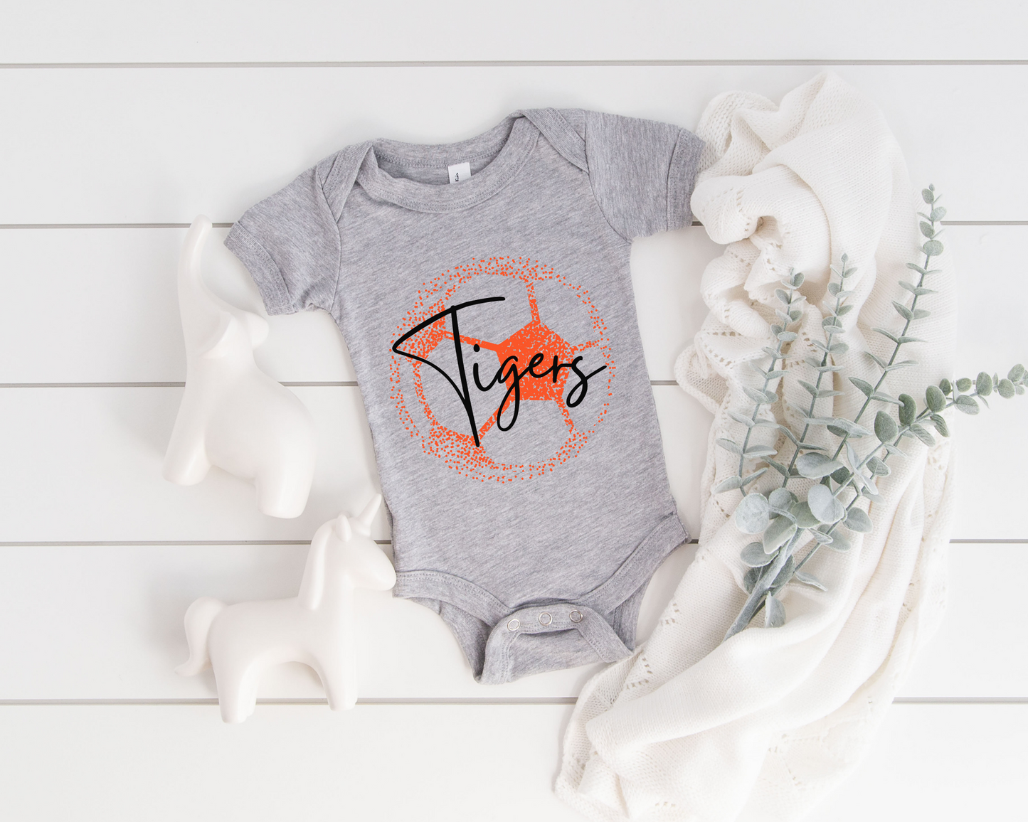 Personalized Faded Soccer Ball Baby Bodysuit