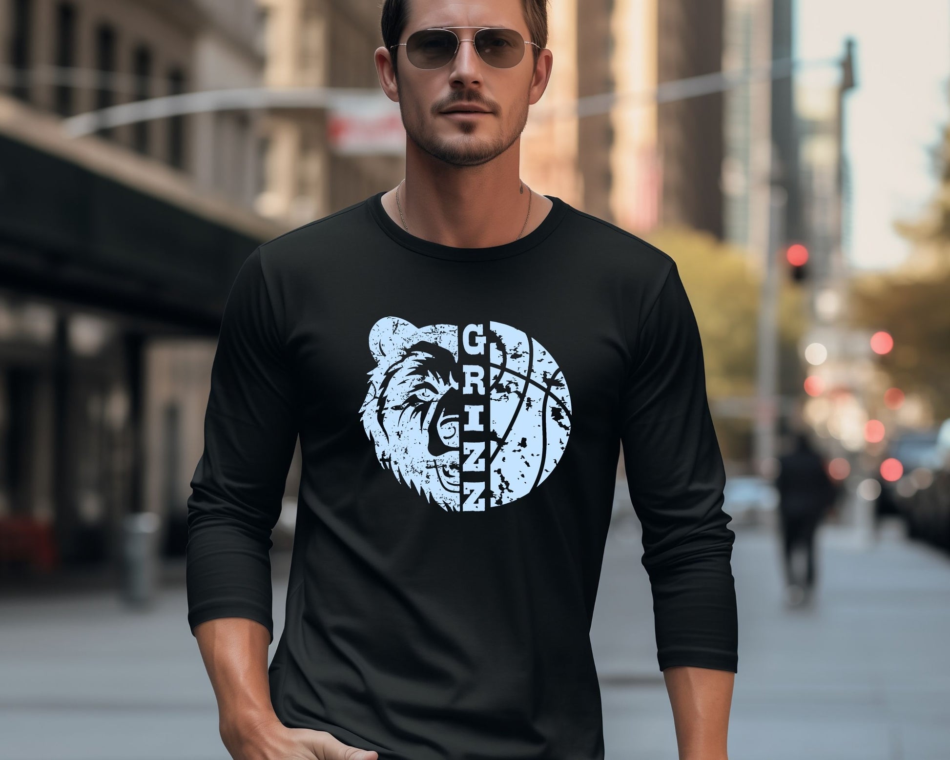 Skyline Grizz Distressed Long Sleeve Tees La Bella Rose Boutique