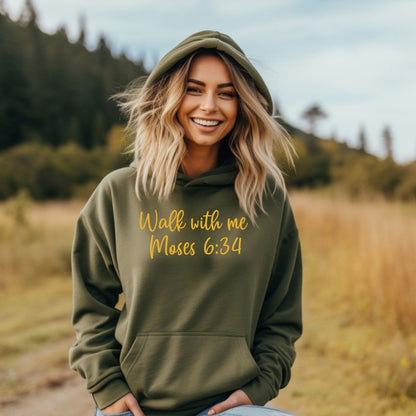 Walk With Me | Moses 6:34 | Foot Steps Hoodie Words 2 La Bella Rose Boutique