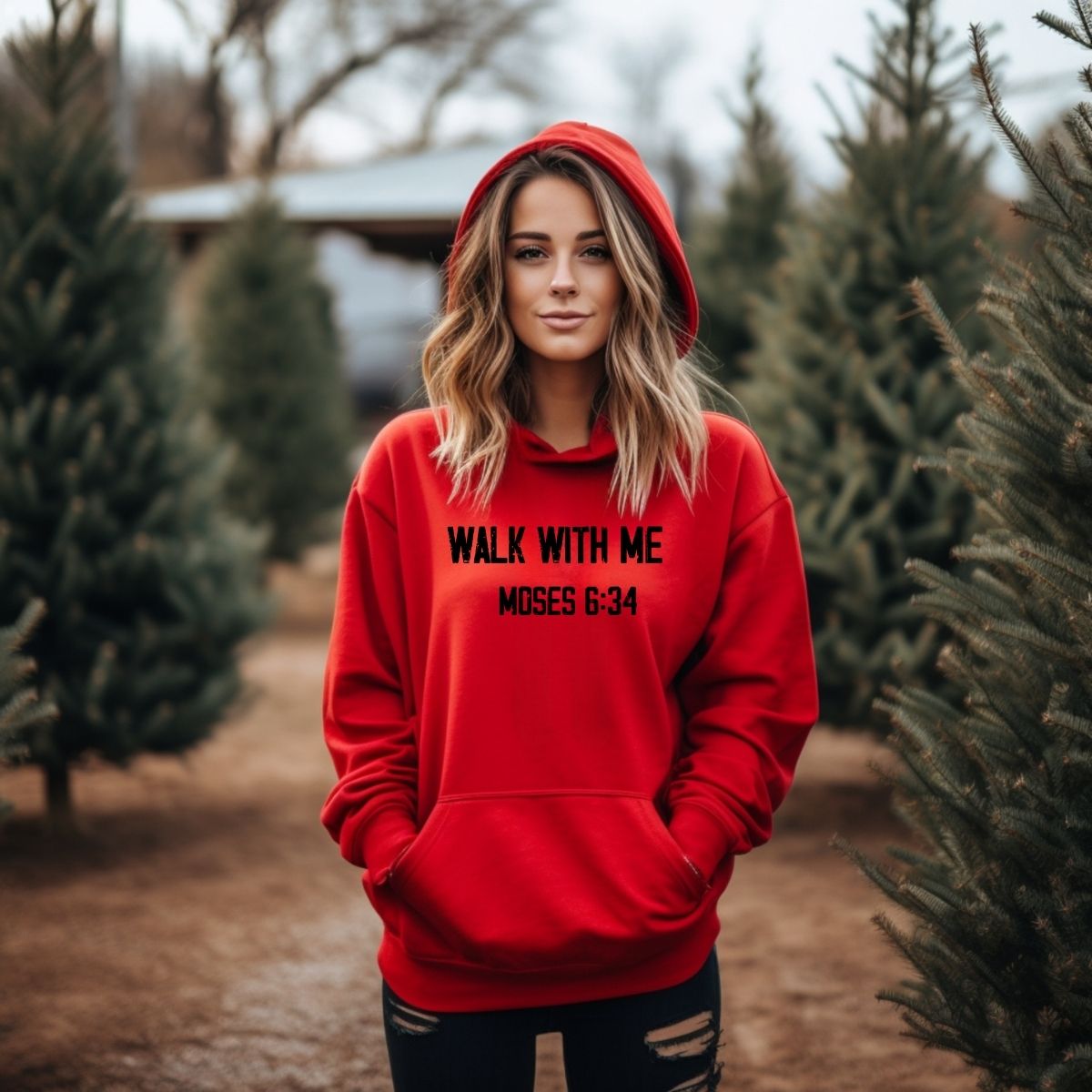 Walk With Me | Moses 6:34 | Foot Steps Hoodie Words 2 La Bella Rose Boutique