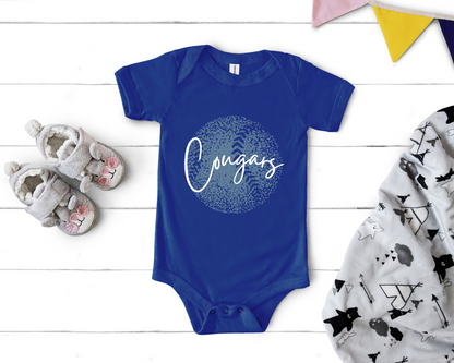 Personalized Faded Softball Baby Bodysuit