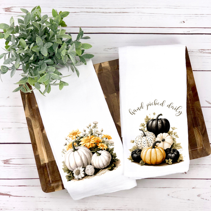 Black and White Pumpkin Tea Towels