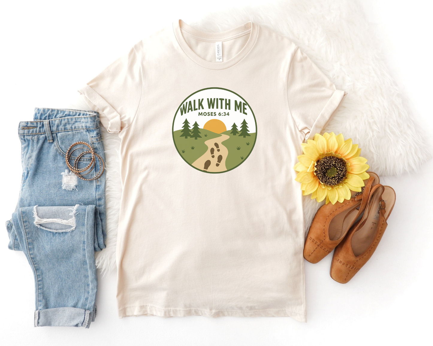 Walk With Me | Moses 6:34 | Foot Print Tees La Bella Rose Boutique