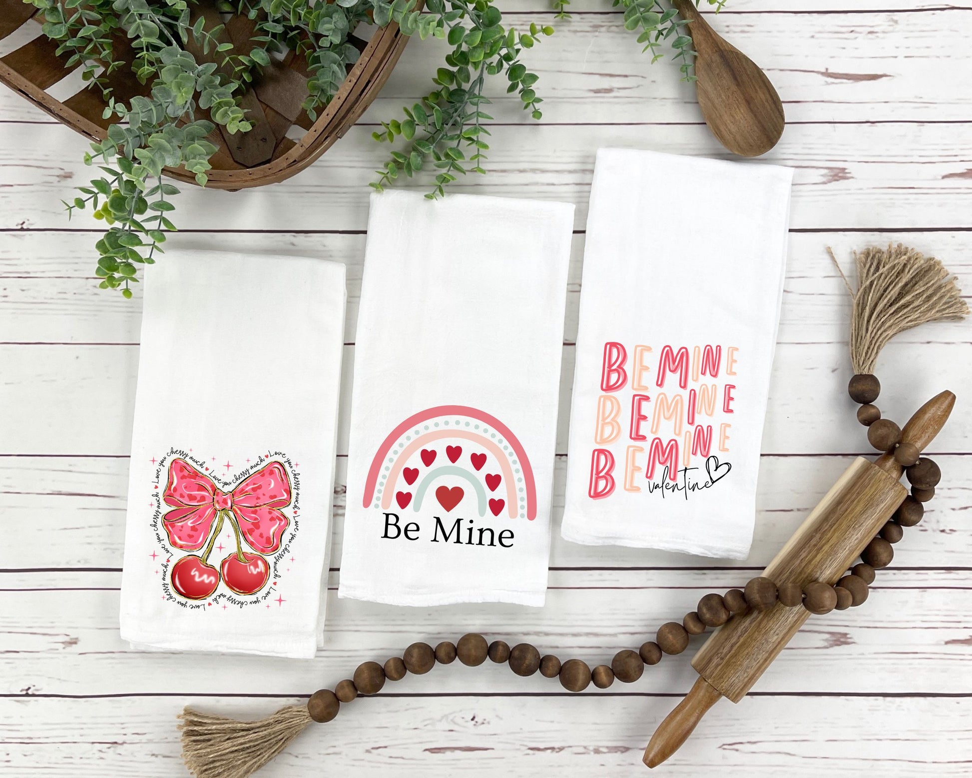 Valentines Tea kitchen Towels La Bella Rose Boutique