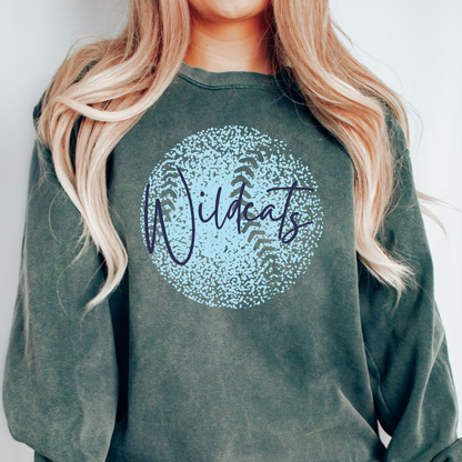 Personalized Faded Softball Comfort Color Sweatshirt