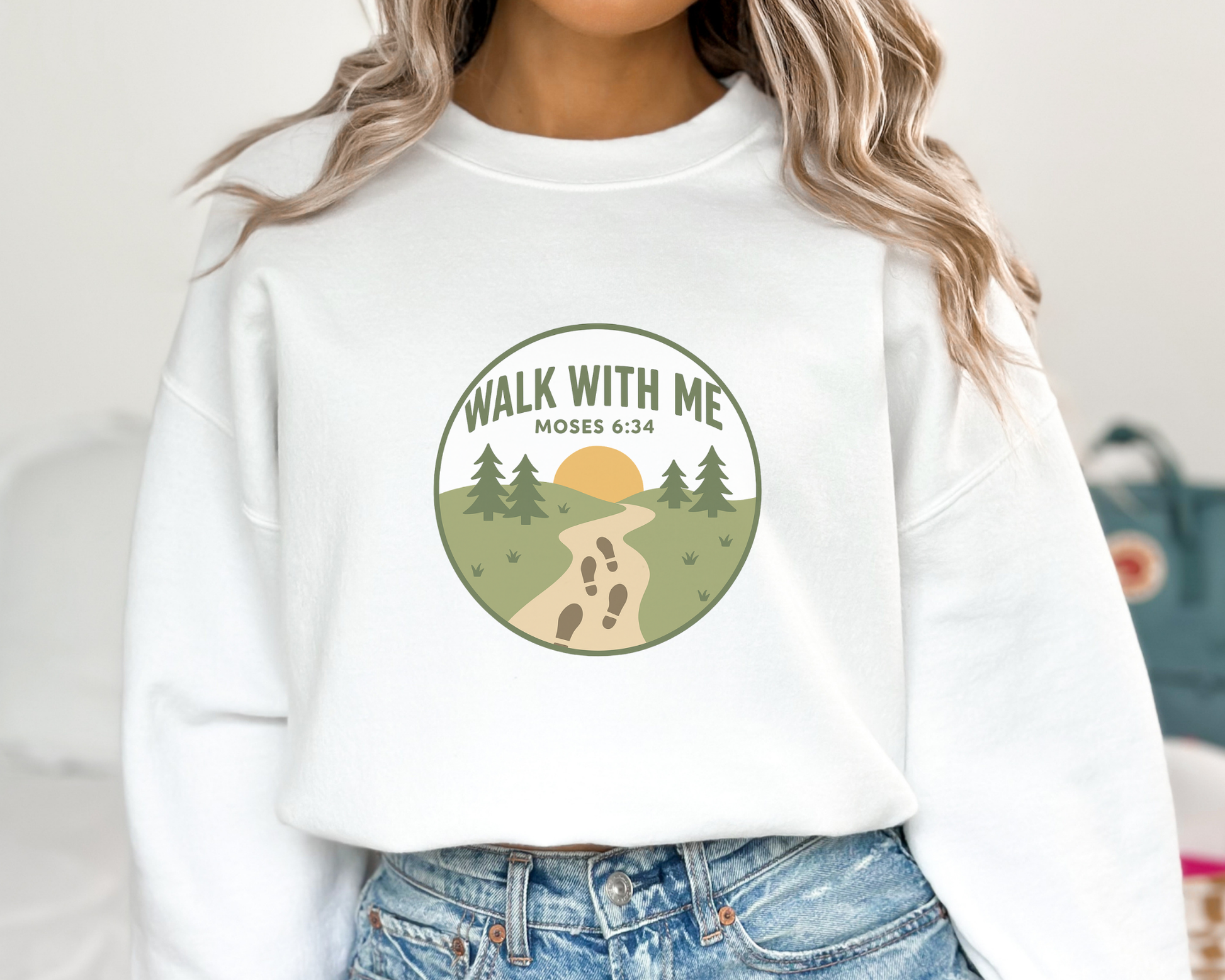 2026 Girls Camp | Walk With Me | Moses 6:34 | Footsteps Sweatshirt La Bella Rose Boutique