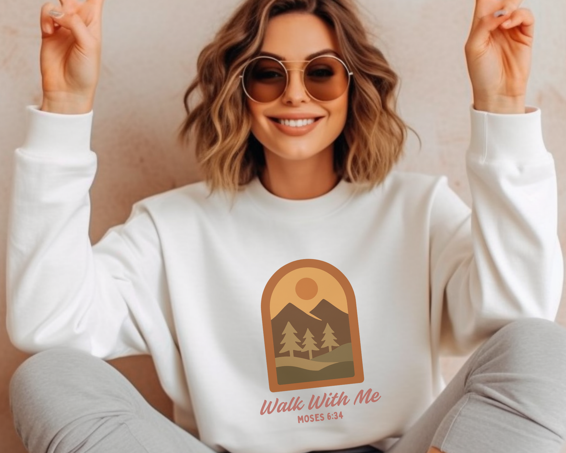 Walk With Me | Moses 6:34 | Mountain View Sweatshirt La Bella Rose Boutique